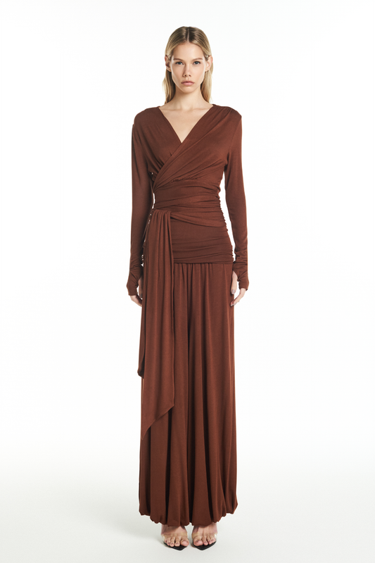 BLUSA CACHECOUER MALHA MARROM (8928980369635)