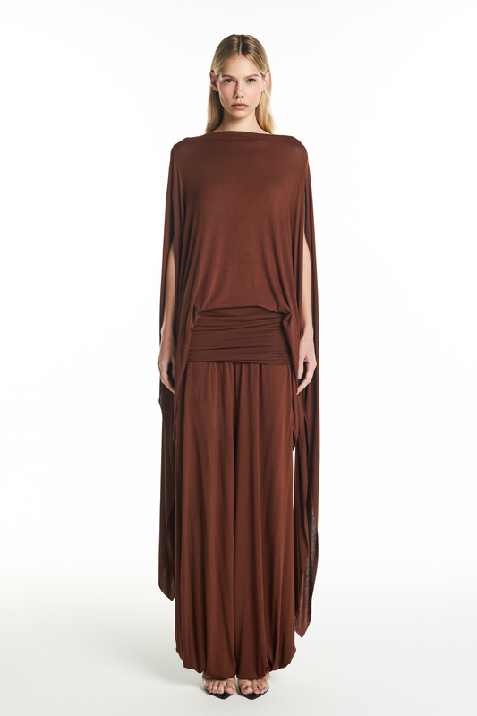 CALÇA ALADIM CÓS DOBRÁVEL MALHA MARROM (8928984465635)