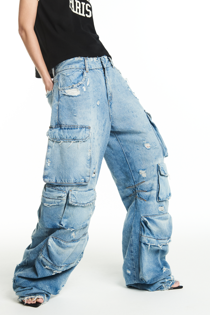 CALÇA JEANS MÚLTIPLOS BOLSOS (8929156890851)