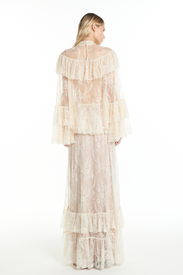 BLUSA GOLA ALTA BABADOS COLO E MANGAS RENDA OFF WHITE (8928980697315)