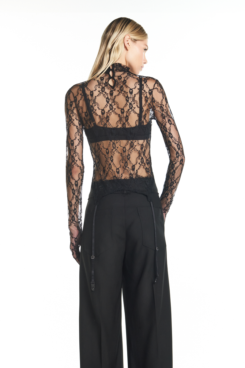 BLUSA MANGA LONGA LUVA ESPARTILHO RENDA PRETA (8928982040803)