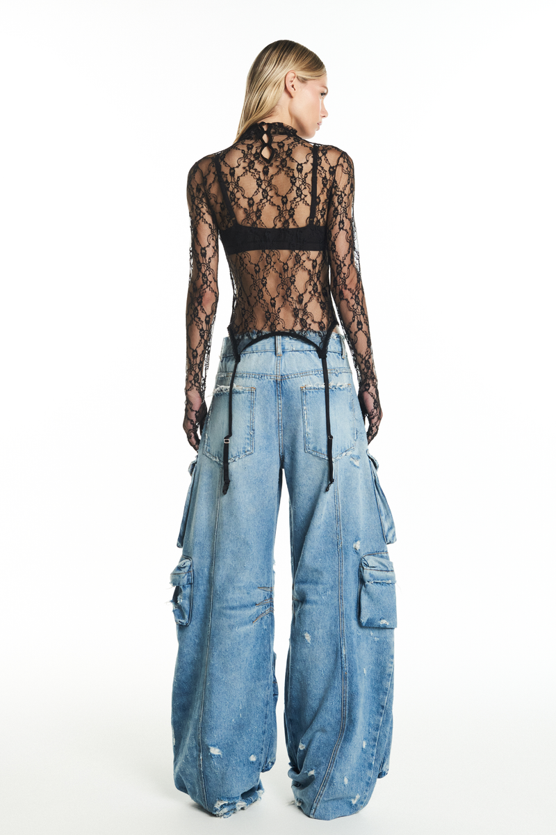 CALÇA JEANS MÚLTIPLOS BOLSOS (8929156890851)