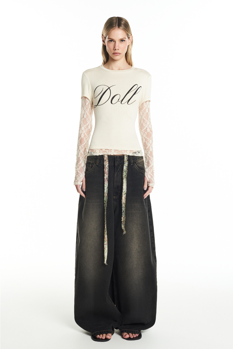 CAMISETA SOBREPOSIÇÃO MANGA RENDA OFF WHITE DOLL (8928989315299)