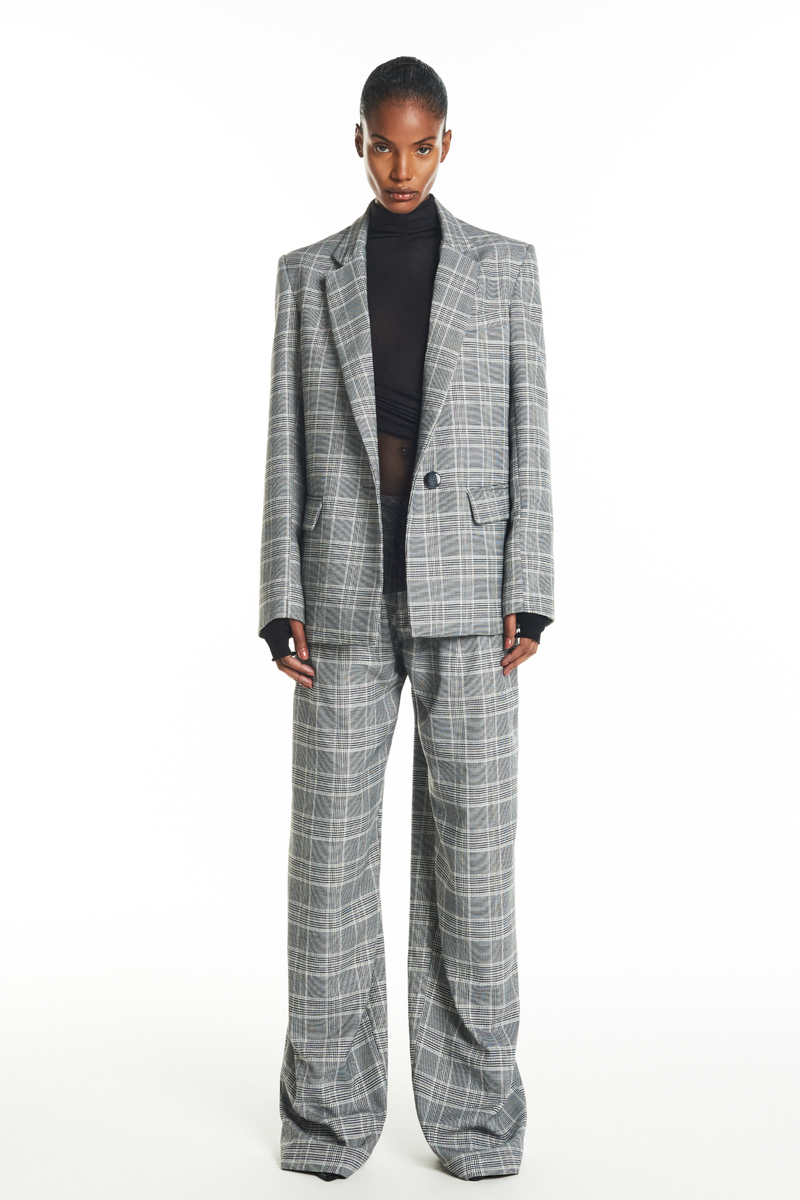BLAZER ALFAIATARIA XADREZ PRETO E BRANCO (8928979550435)