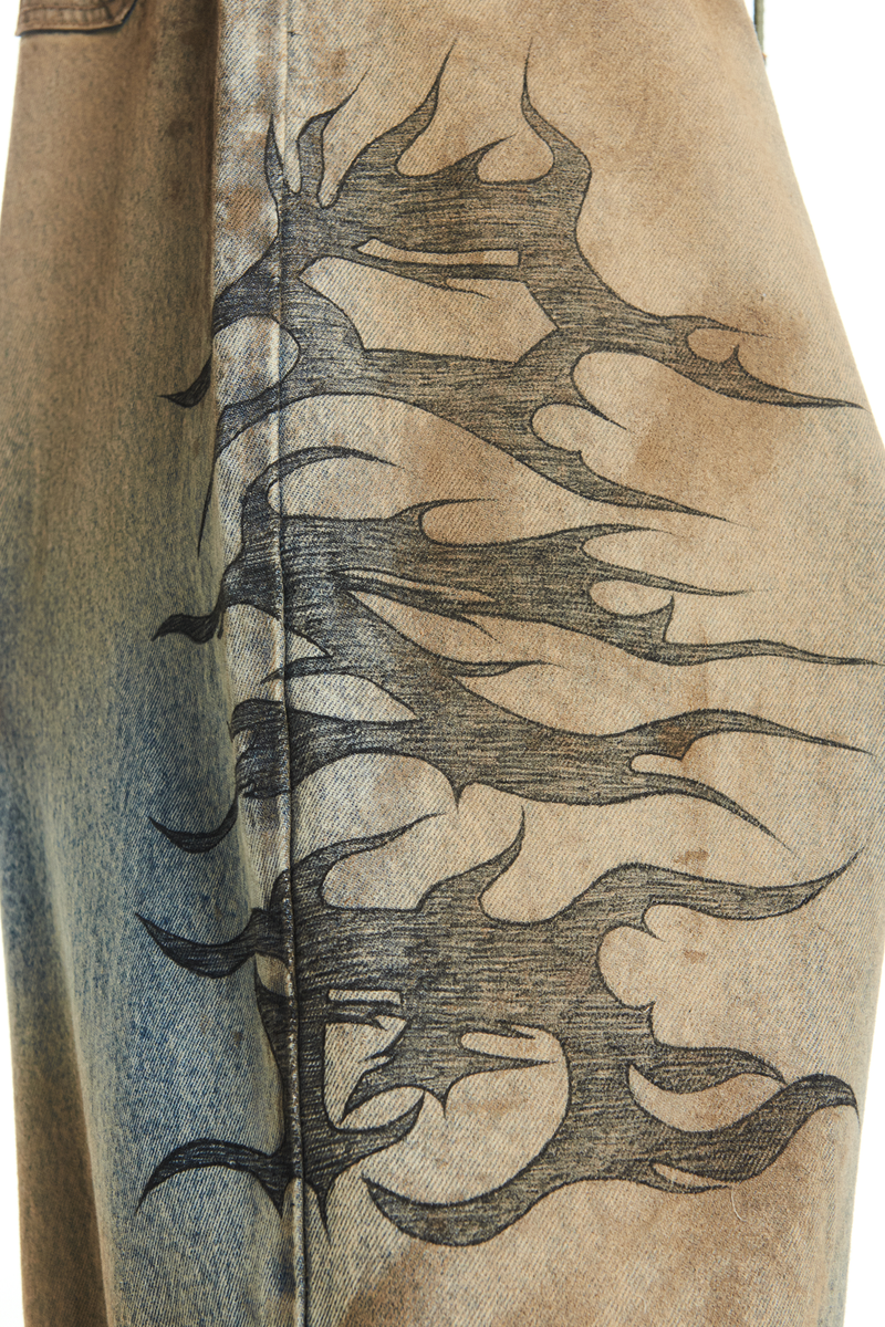 CALÇA JEANS ONE LOVE PINTADA À MÃO (8864518439139)