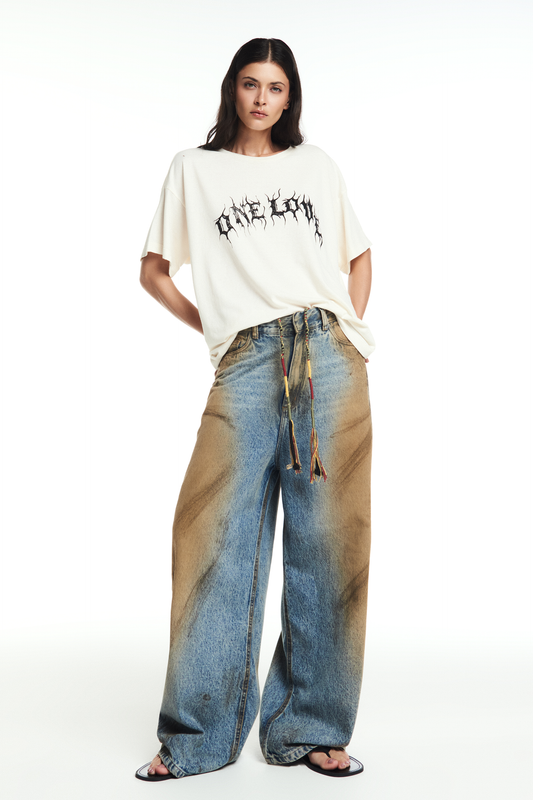 CALÇA JEANS BALLON MANCHADA DIRTY (8865107575011)