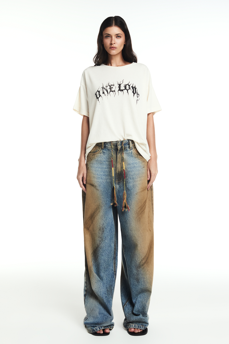 CALÇA JEANS BALLON MANCHADA DIRTY (8865107575011)