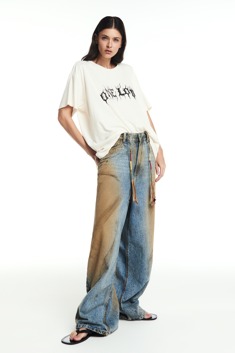 CALÇA JEANS BALLON MANCHADA DIRTY (8865107575011)