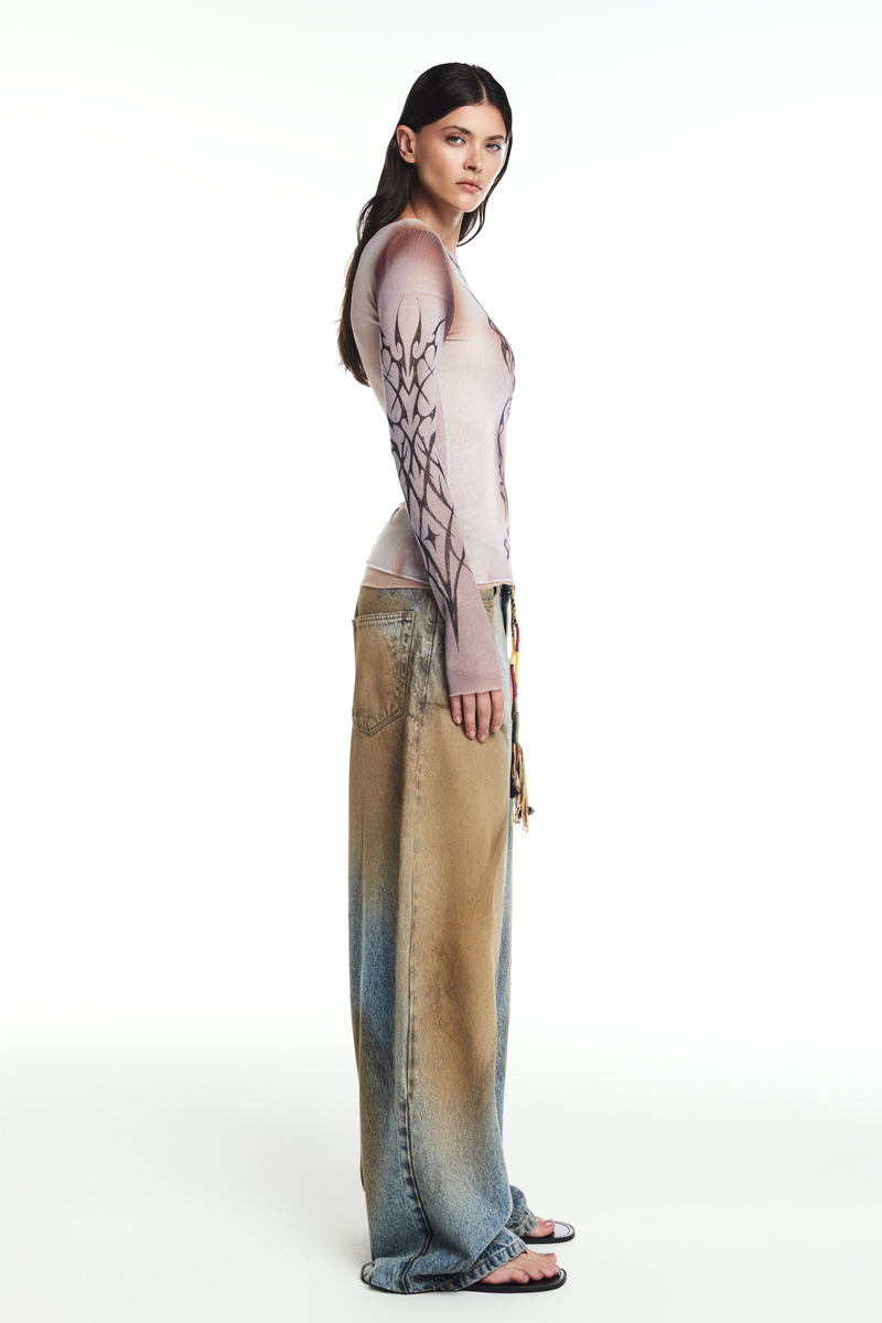 BLUSA MANGA LONGA TULE TRIBAL ONE LOVE (8864601964771)