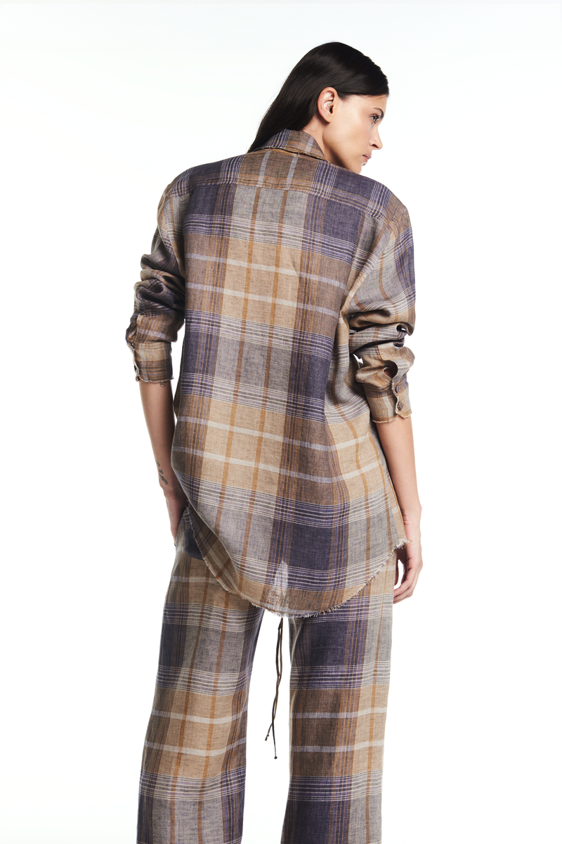 CAMISA LINHO XADREZ AZUL E BEGE (8864518897891)