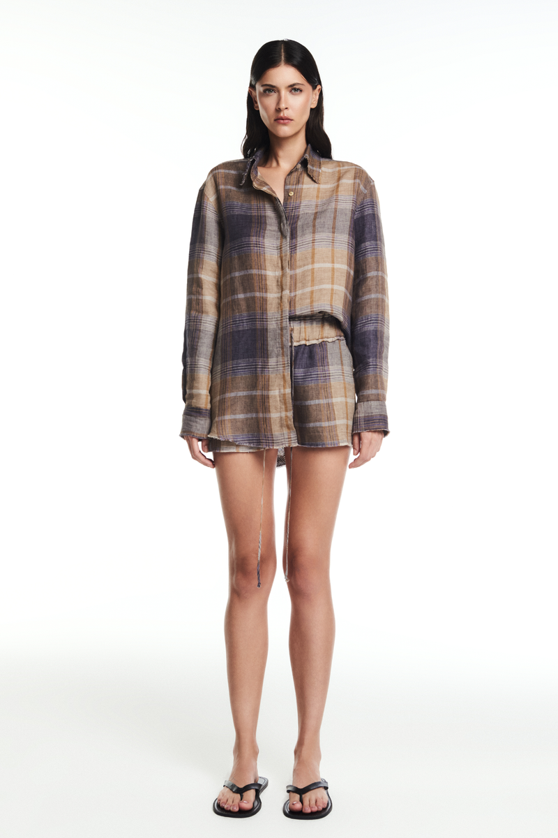 CAMISA LINHO XADREZ AZUL E BEGE (8864518897891)