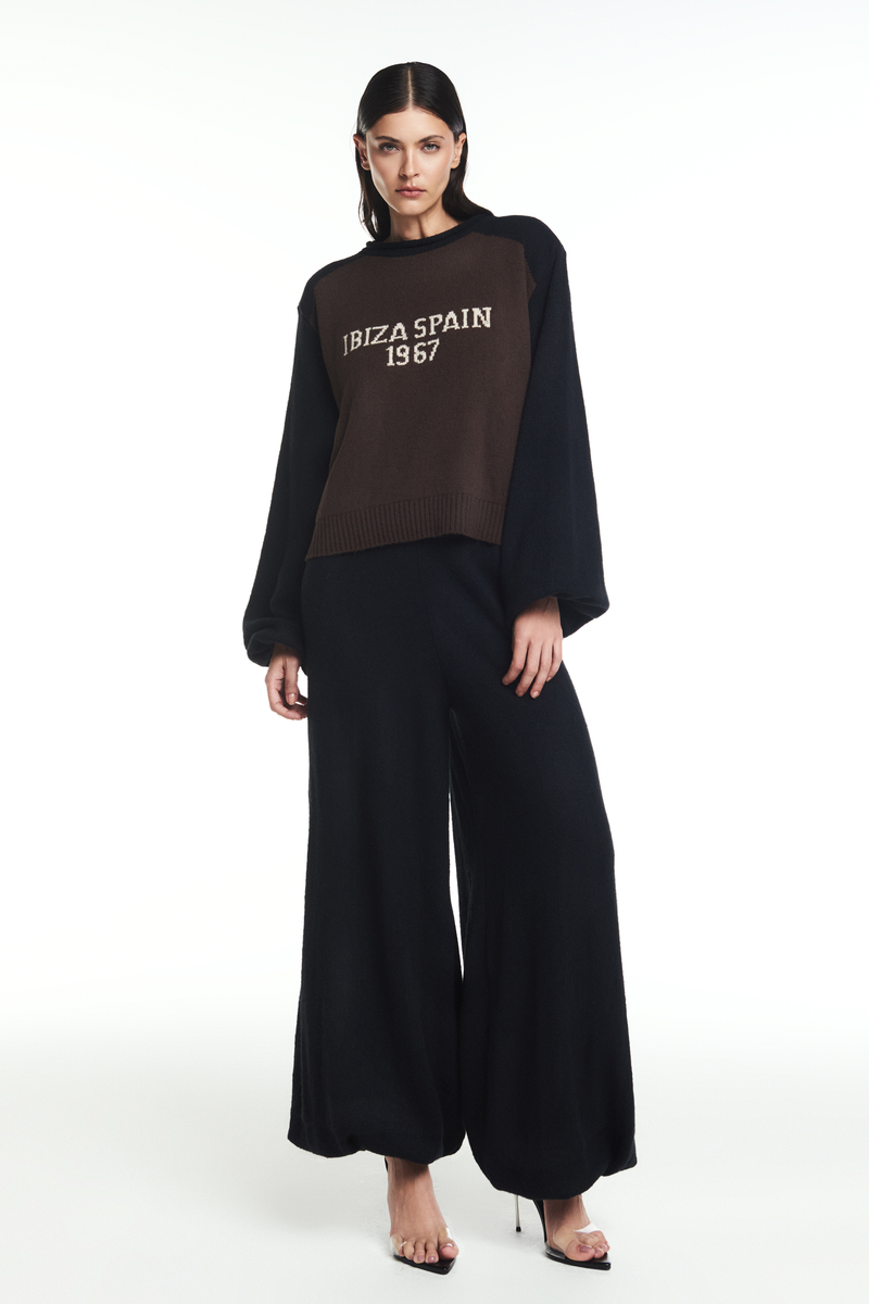 CALÇA ELÁSTICO BARRA TRICOT PRETO (8864602095843)