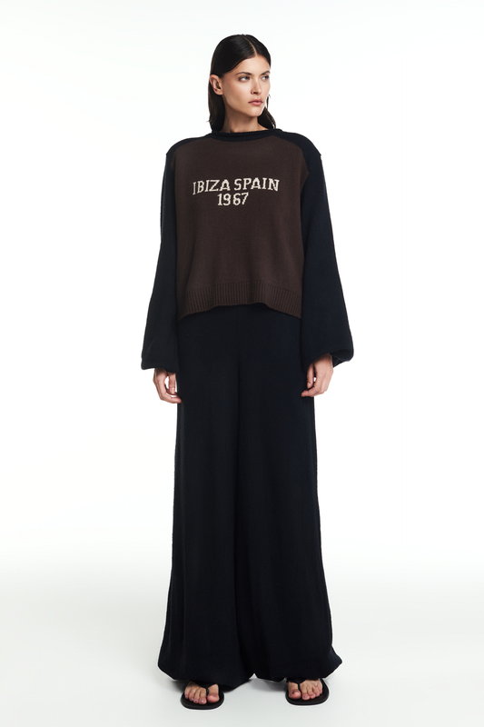 CALÇA ELÁSTICO BARRA TRICOT PRETO (8864602095843)