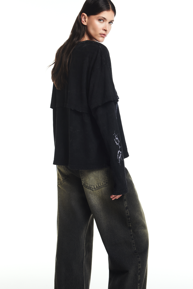 CALÇA JEANS BALLON DIRTY BLACK (8865107542243)