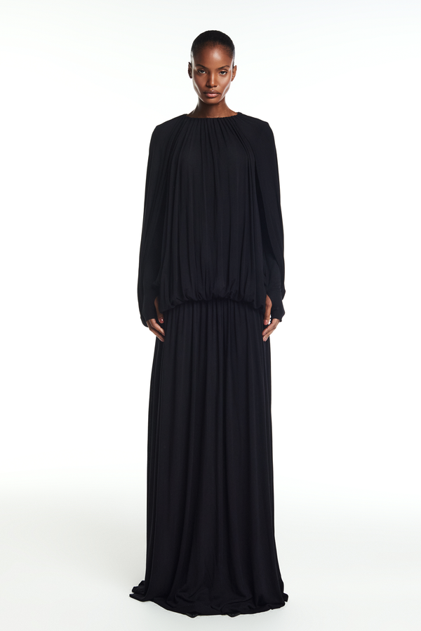 VESTIDO LONGO AMPLO CAPA MALHA PRETO (8864603046115)