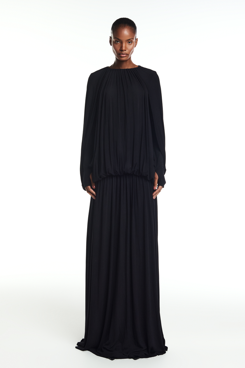 VESTIDO LONGO AMPLO CAPA MALHA PRETO (8864603046115)