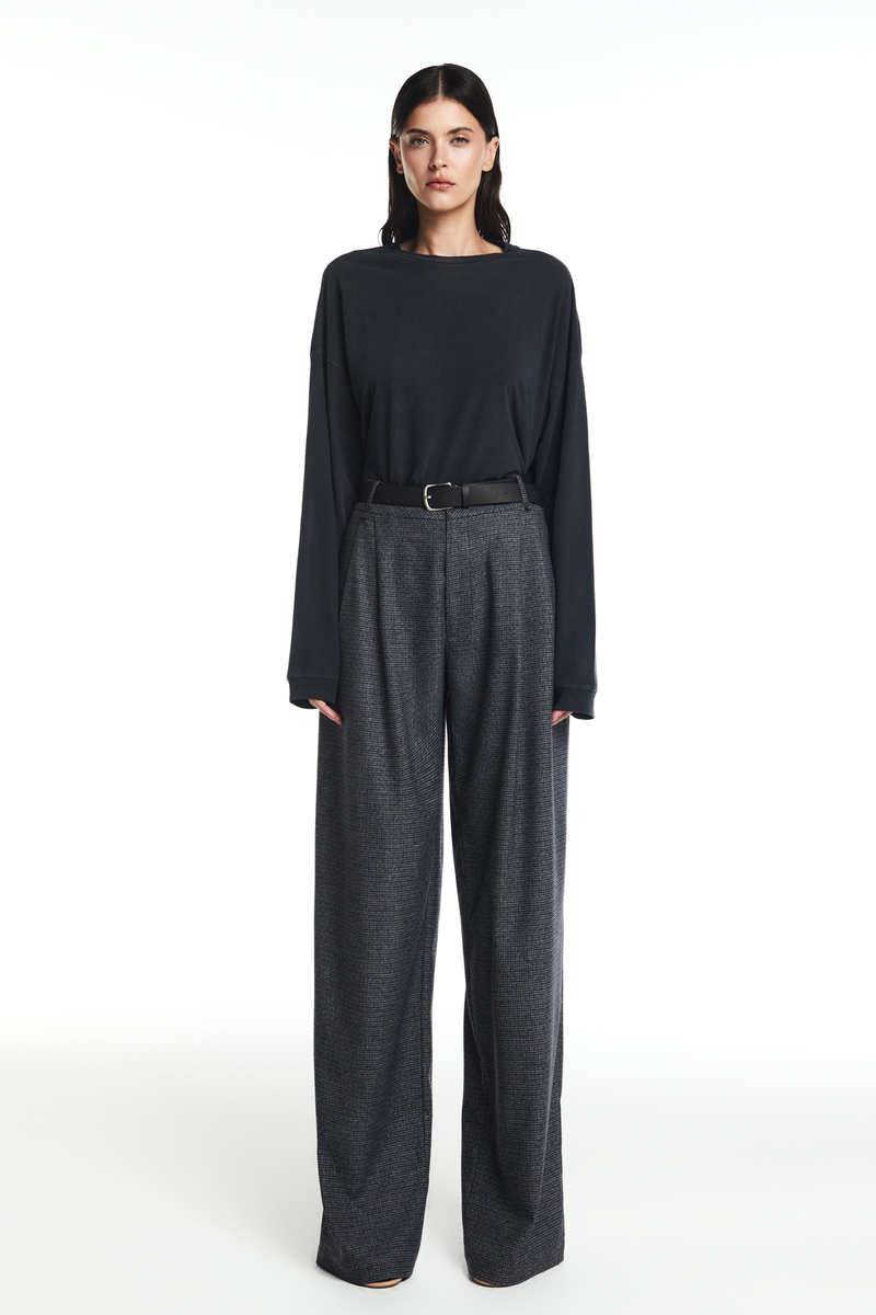 CALÇA ALFAIATARIA PREGAS XADREZ CINZA (8864518013155)