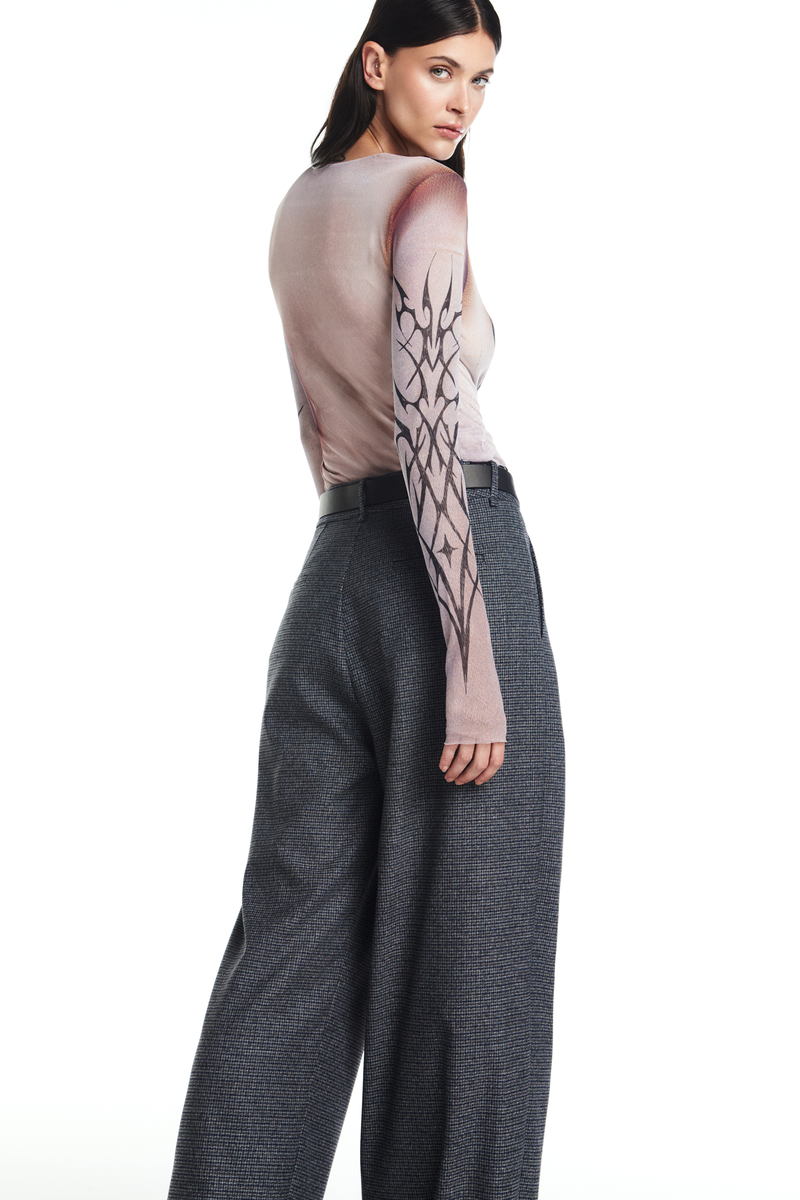 CALÇA ALFAIATARIA PREGAS XADREZ CINZA (8864518013155)
