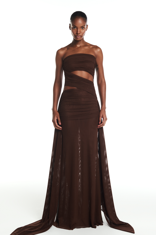VESTIDO LONGO TOMARA QUE CAIA TRANSPASSES TULE MARROM (8864520143075)