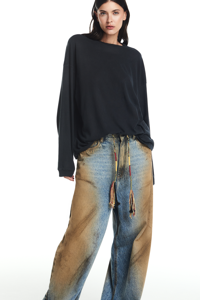 CALÇA JEANS BALLON MANCHADA DIRTY (8865107575011)
