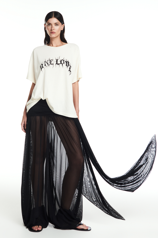 CALÇA PALA DRAPEADA ELÁSTICO BARRA TULE PRETO (8864518635747)