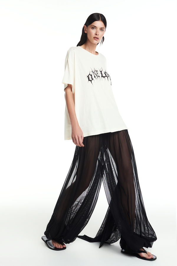 CALÇA PALA DRAPEADA ELÁSTICO BARRA TULE PRETO (8864518635747)