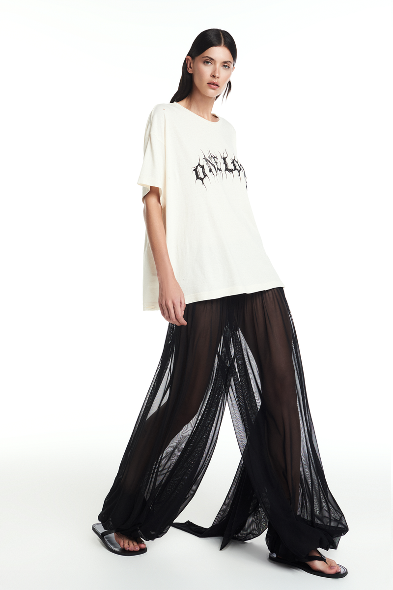 CALÇA PALA DRAPEADA ELÁSTICO BARRA TULE PRETO (8864518635747)
