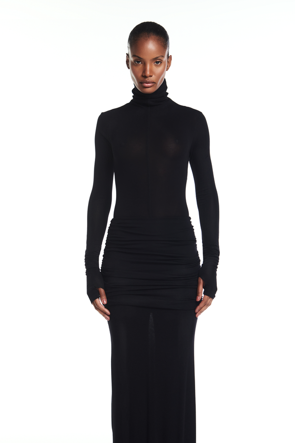 BLUSA MANGA LONGA GOLA ALTA MALHA PRETA (8809476620515)