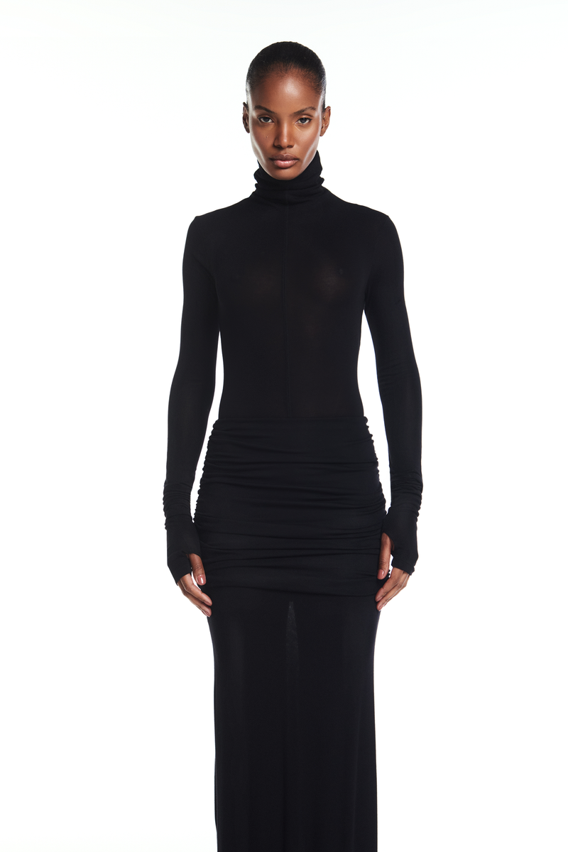 BLUSA MANGA LONGA GOLA ALTA MALHA PRETA (8809476620515)