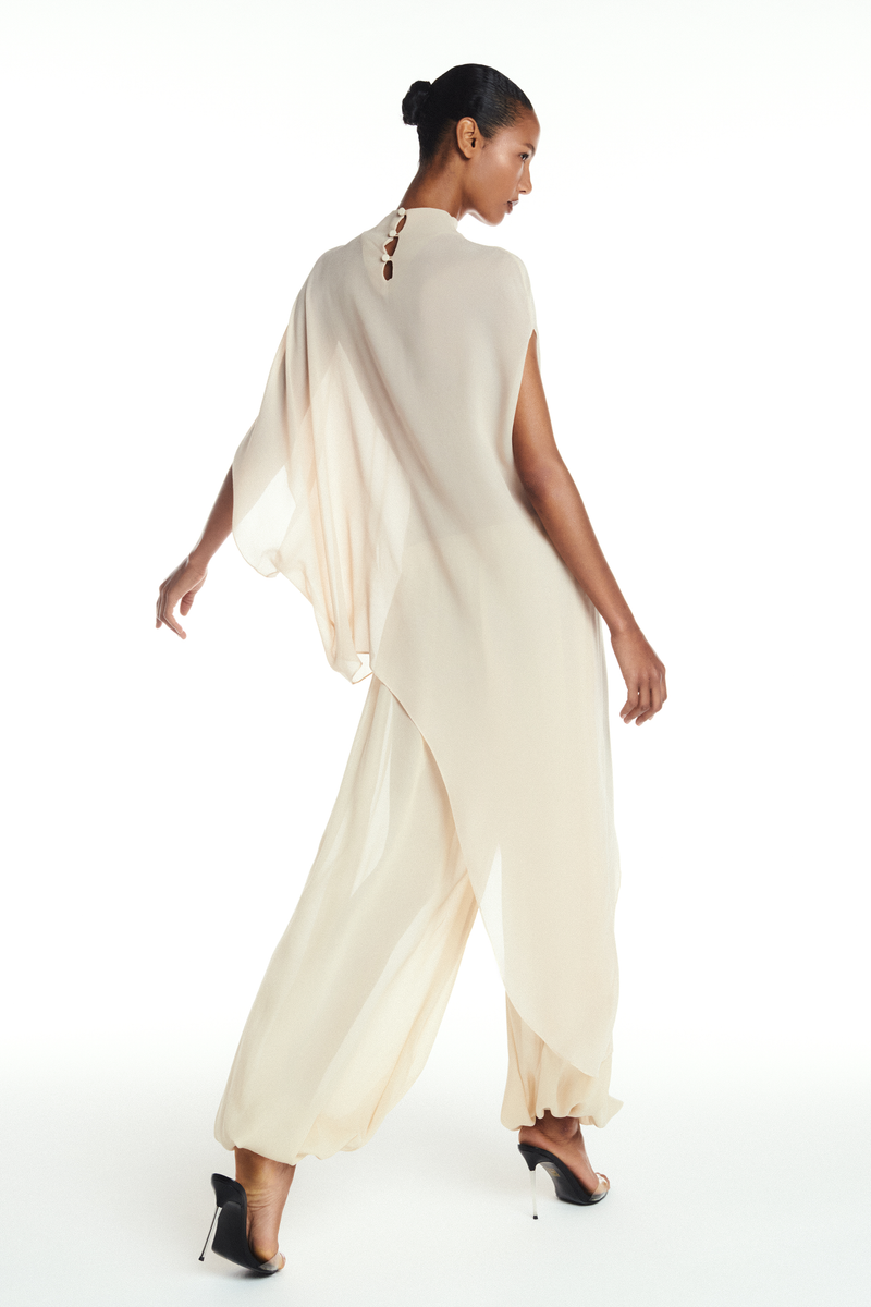 BLUSA KAFTAN ASSIMÉTRICA GEORGETE MANTEIGA (8904896872675)