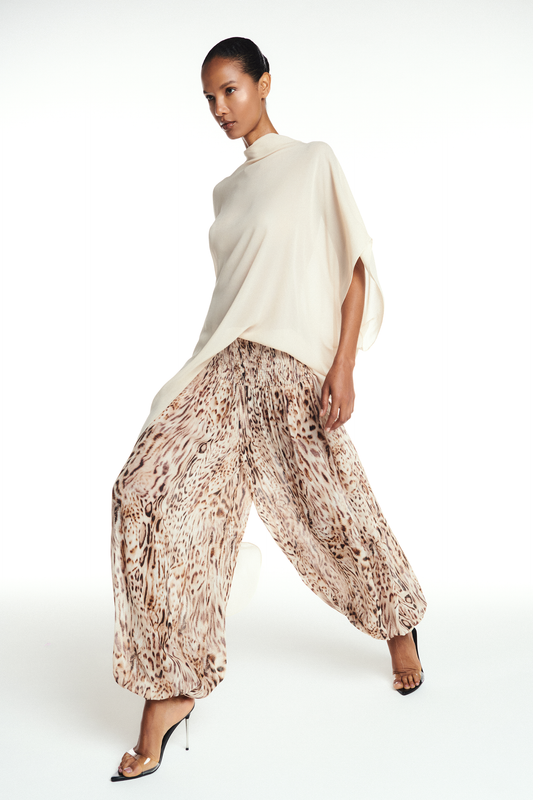 CALÇA PALA E PUNHO LASTEX GEORGETE ONÇA (8904898019555)