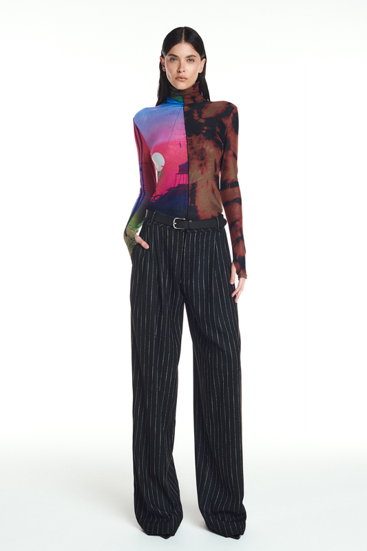 BLUSA GOLA ALTA MANGA LONGA TULE POR DO SOL (8905756999907)