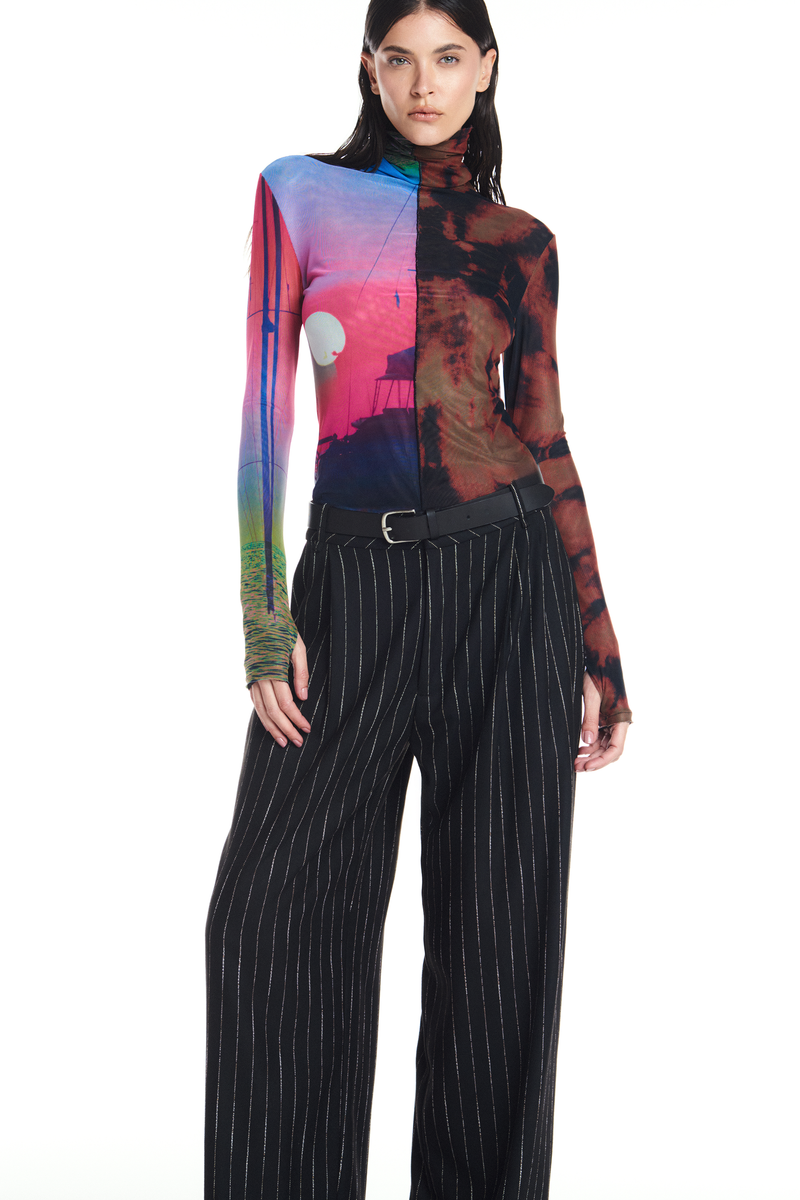 BLUSA GOLA ALTA MANGA LONGA TULE POR DO SOL (8905756999907)