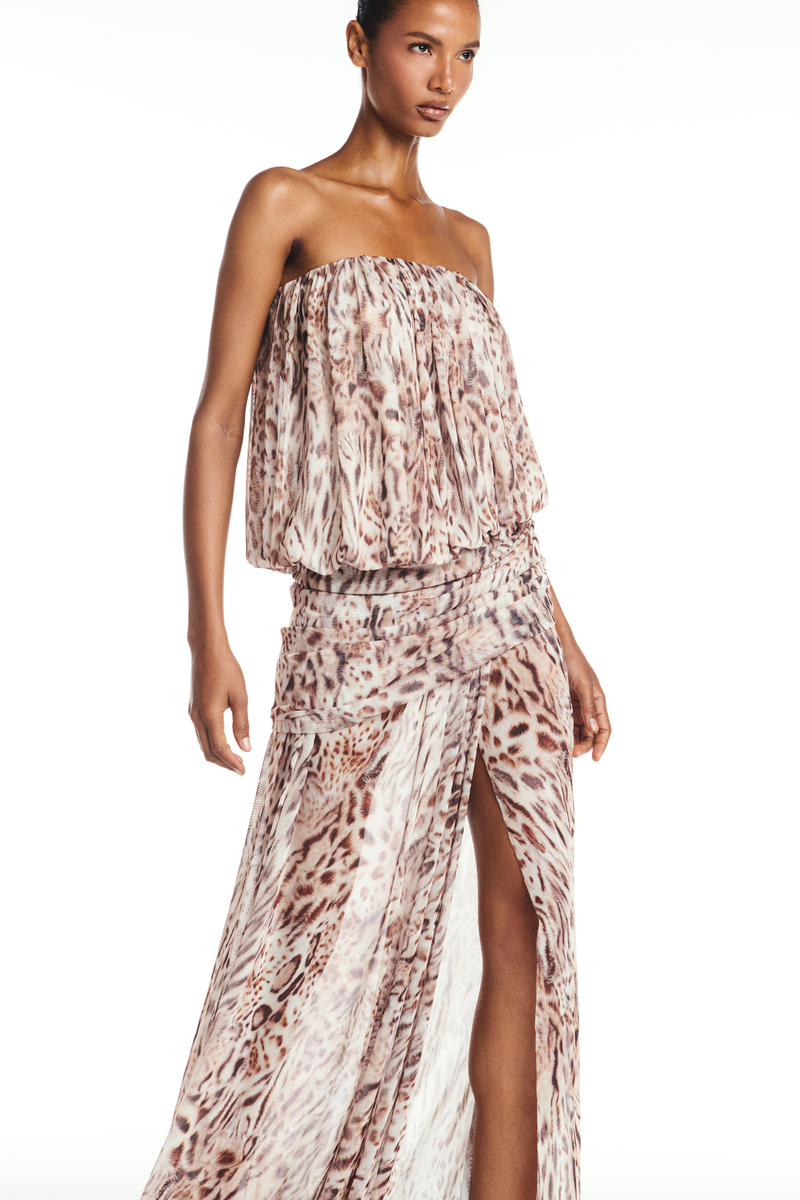 VESTIDO LONGO TOMARA QUE CAIA DRAPEADO FENDA FRONTAL (8904899657955)