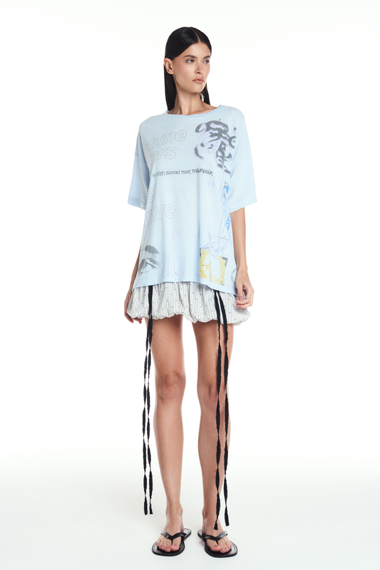 MINI SAIA BALONÊ TRICOLINE LISTRAS BEGE (8905757556963)