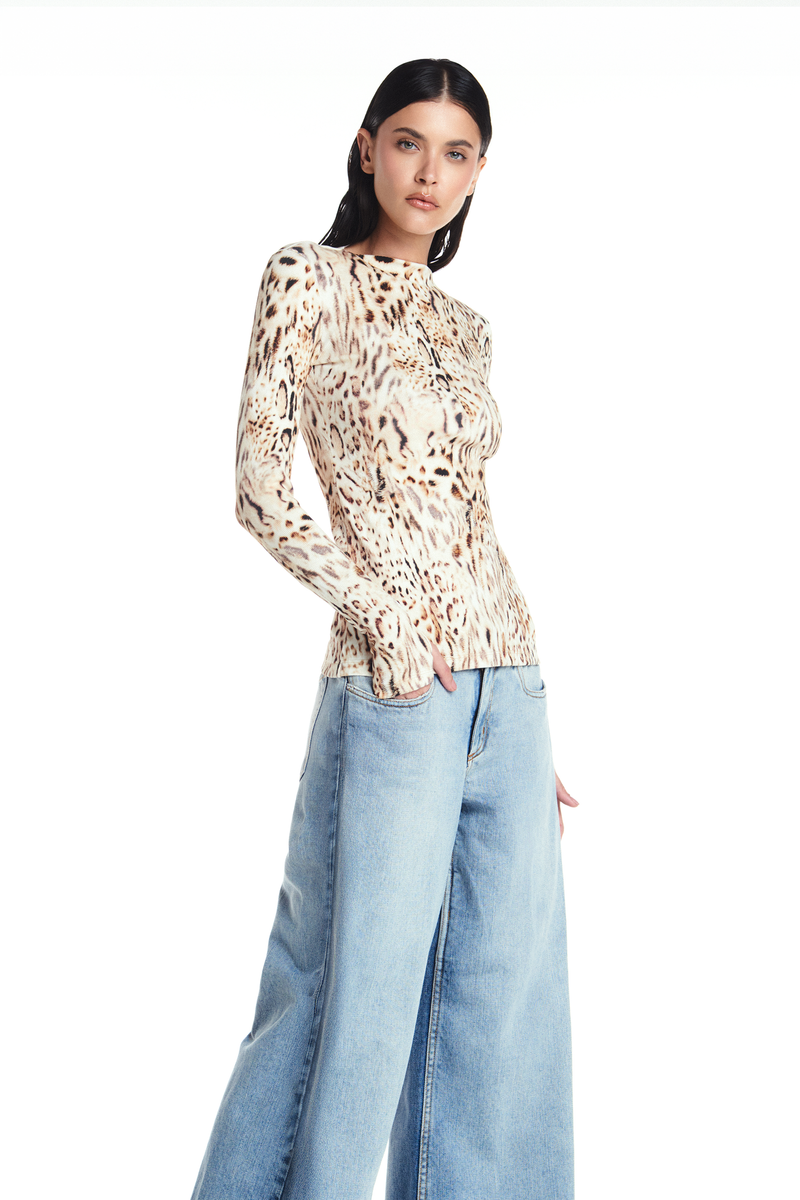 BLUSA GOLA RETA MANGA LONGA MALHA CANELADA ONÇA (8904896774371)