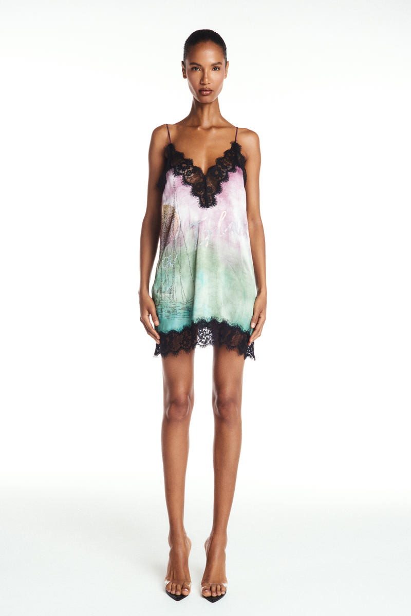 VESTIDO CURTO CETIM COM RENDA PEDRA LA ISLA – TIG STORE