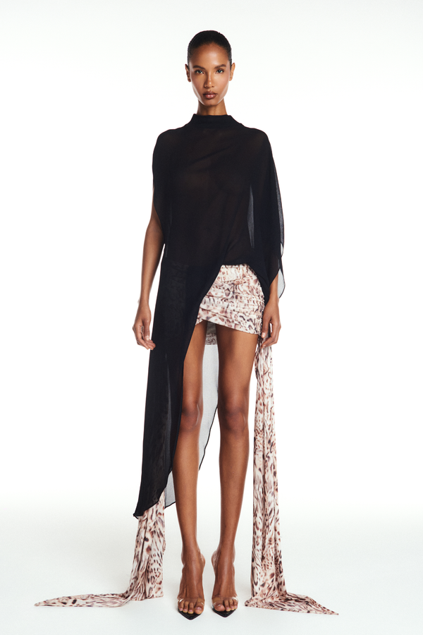 BLUSA KAFTAN ASSIMÉTRICA GEORGETE PRETO (8904896938211)