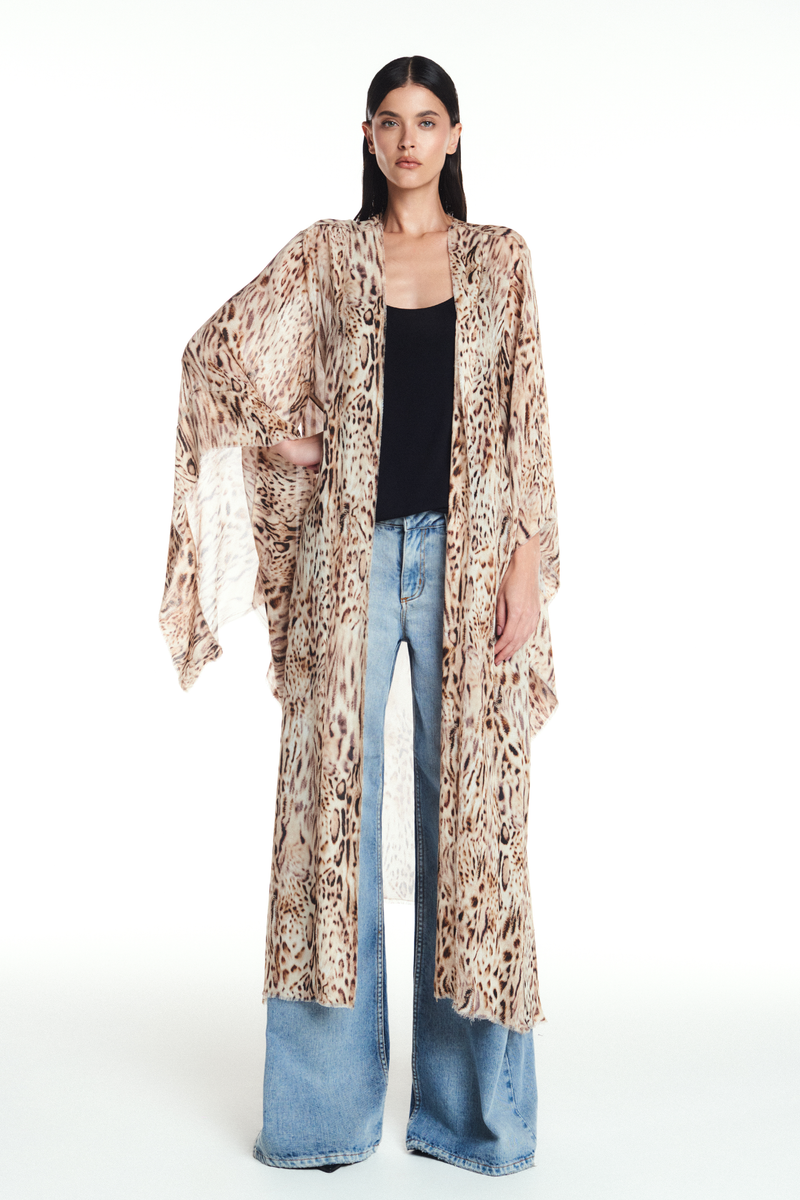 KIMONO LONGO MANGA LONGA GEORGETE ONÇA (8904898609379)
