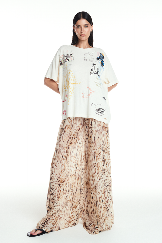 CALÇA PANTALONA CÓS ELÁSTICO ALGODÃO ONÇA (8904898085091)