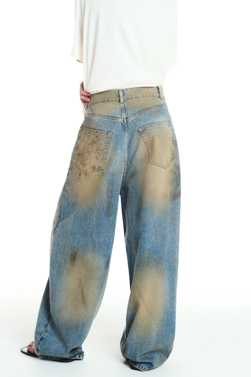 CALÇA JEANS BALLOON MANCHADA DIRTY (8865107575011)