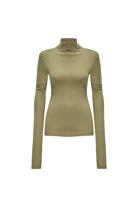 BLUSA MANGA LONGA GOLA ALTA MALHA VERDE (8950206988515)