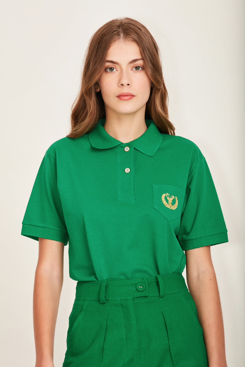 CAMISETA POLO VERDE BORDADO ALCE (6891347607717)