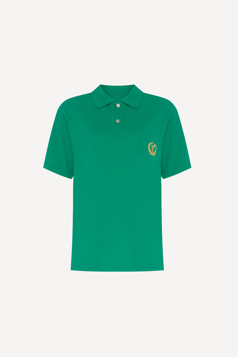 CAMISETA POLO VERDE BORDADO ALCE (6891347607717)