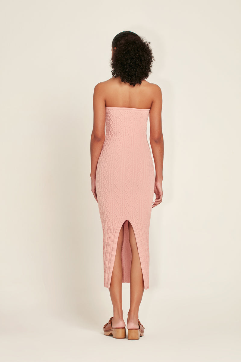 VESTIDO TRICOT ROSA TRANÇA TOMARA QUE CAIA (6954550100133)