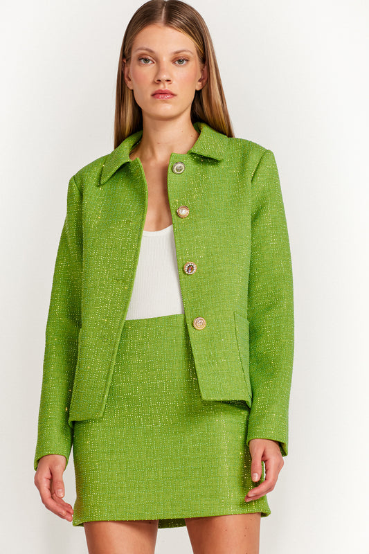MINI SAIA TWEED PEDRAS VERDE (7645418651875)