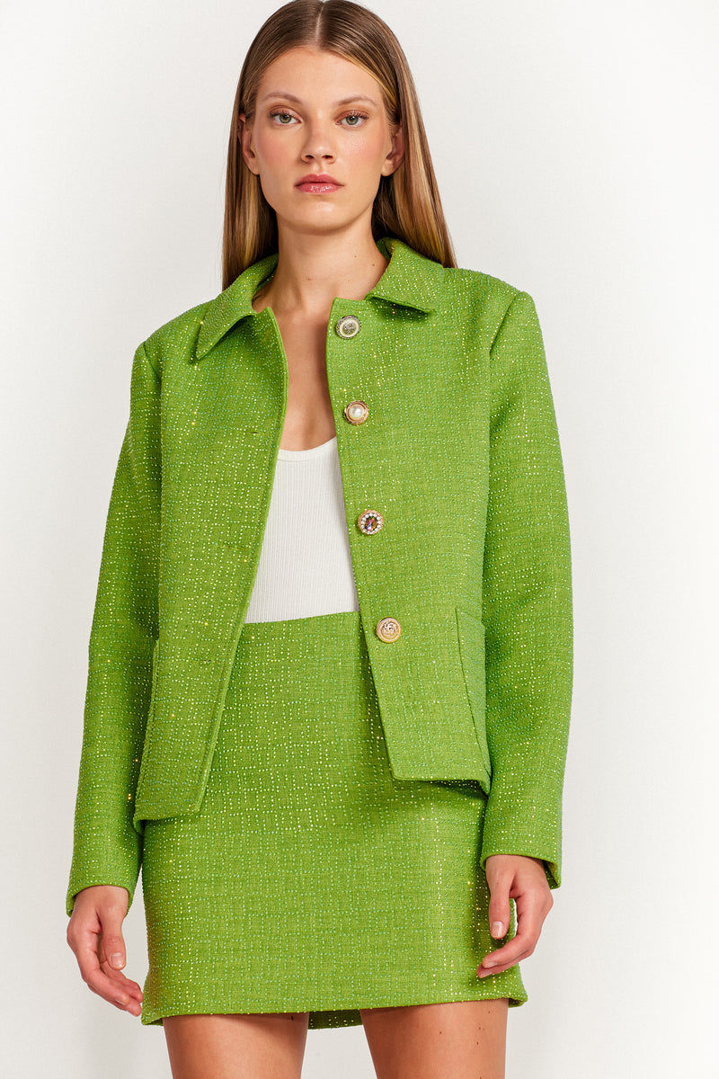 MINI SAIA TWEED PEDRAS VERDE (7645418651875)