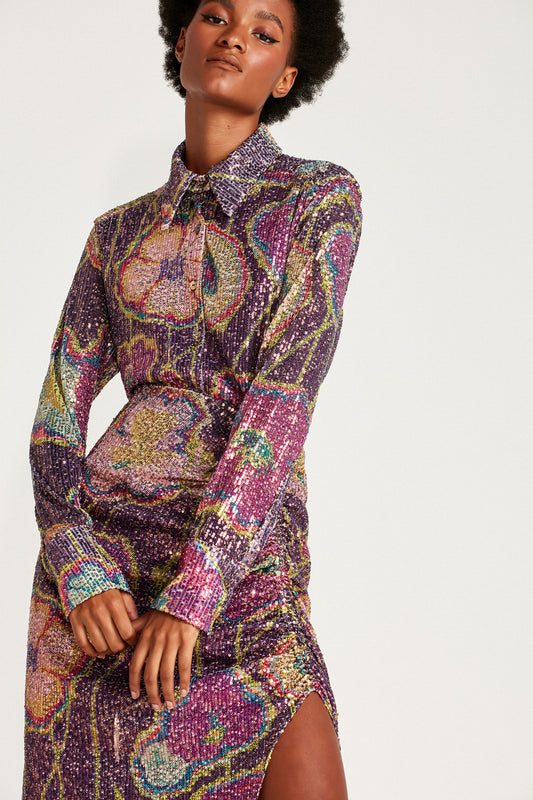 CAMISA PAETE FLORAL PÚRPURA (7645416489187)