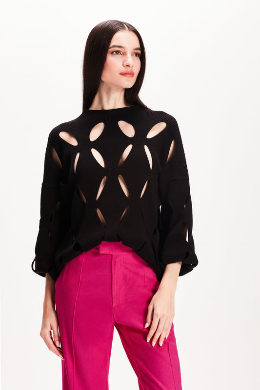 BLUSA TRICOT FUROS PRETA (7815414513891)