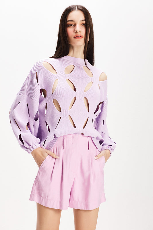 BLUSA TRICOT FUROS LILÁS (7815414481123)